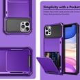 thumbnail image 5 of Dteck Wallet Case for iPhone 14 Pro Max,Shockproof Rubber Rugged 4-Card Credit Holder Slots Cover Hybrid Heavy Duty Protection Armor Phone Back Case,Purple, 5 of 6