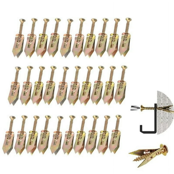 Vis d'Ancrage Auto-Perçantes, Ancrages Auto-Perçants en Acier Plaqué Zinc, Ancrages de Cloison Sèche Auto-Perçants avec Vis 100 Pcs