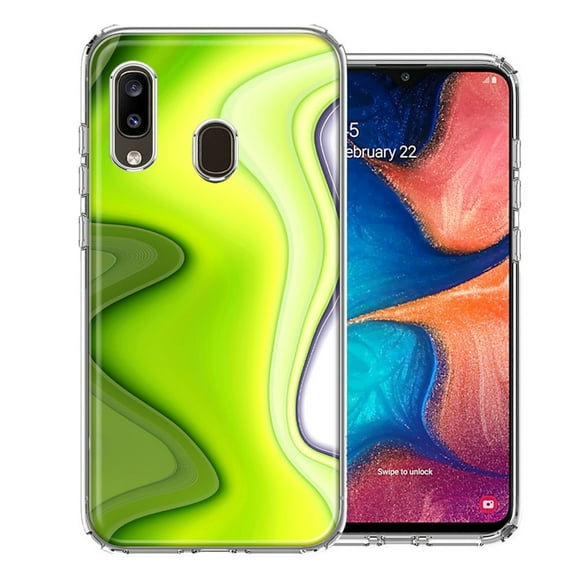 MUNDAZE For Samsung A20 Green White Abstract Design Double Layer Phone Case Cover