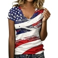thumbnail image 2 of Womens Patriotic Tshirt 250th Anniversary USA Shirts Red White and Blue V Neck Summer Tops Casual 4th of July Outfit for Women, 2 of 6