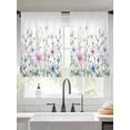 thumbnail image 3 of Pink Blue Spring Floral Semi Sheer Curtains 54 Inch Length 2 Panels Set, Watercolor Elegant Botanical Sheer Kitchen Curtain Privacy Voile Window Curtain for Living Room Bedroom Rod Pocket Drapes, 3 of 7