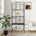 thumbnail image 1 of Bird Cage Walmart - Extra Large 69-Inch Metal Flight Cage with Rolling Stand, Slide-Out Tray & Storage Shelf - Spacious Home for Parakeets, Cockatiels, Conures, Lovebirds - Easy Assembly (Black), 1 of 6