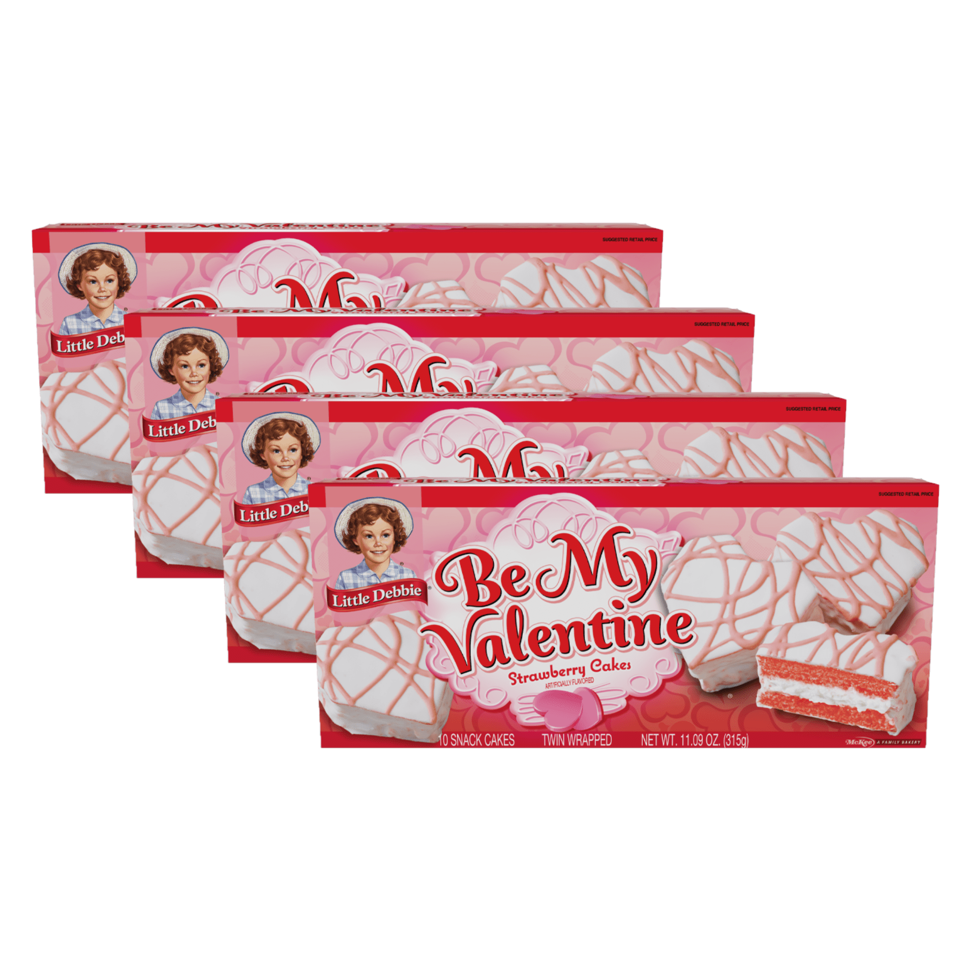 Little Debbie Be My Valentine Strawberry Snack Cakes, 4 Boxes, 40 Snack