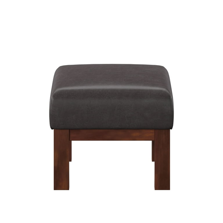Weston Home Warner Faux Leather Ottoman, Dark Brown - Walmart.com