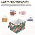 thumbnail image 6 of Yayeee Collapsible Cube Storage Bin with Lid Fabric Closet Decorative Basket with Handles, Pink Water Lilies Pattern, 6 of 7