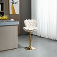 thumbnail image 1 of Exquisite Swivel Bar Stools Modern Velvet Padded Adjustable Counter Height Bar Chairs with Soft Back and Gold Footrest for Kitchen Dining Room Living Room & Home Office,Ivory, 1 of 7