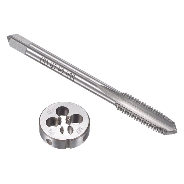 Unique Bargains M7 x 1mm Metric Tap and Die Set Machine Thread Tap with Round Die