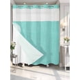 thumbnail image 4 of Turquoise Burlap Texture No Hook Shower Curtain Waterproof, Bathroom Curtains with Snap in Liners and See Through Top Window, Farmhouse Vintage Aqua Hotel Style Bathtub Curtains Shower 72"Wx72"L, 4 of 8