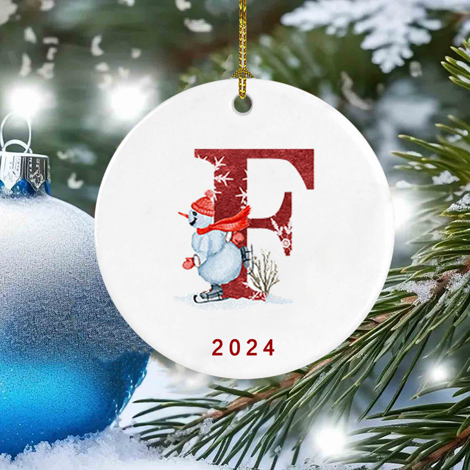 2024 New 26 Letter Christmas Snowman Christmas Pendant Acrylic Car