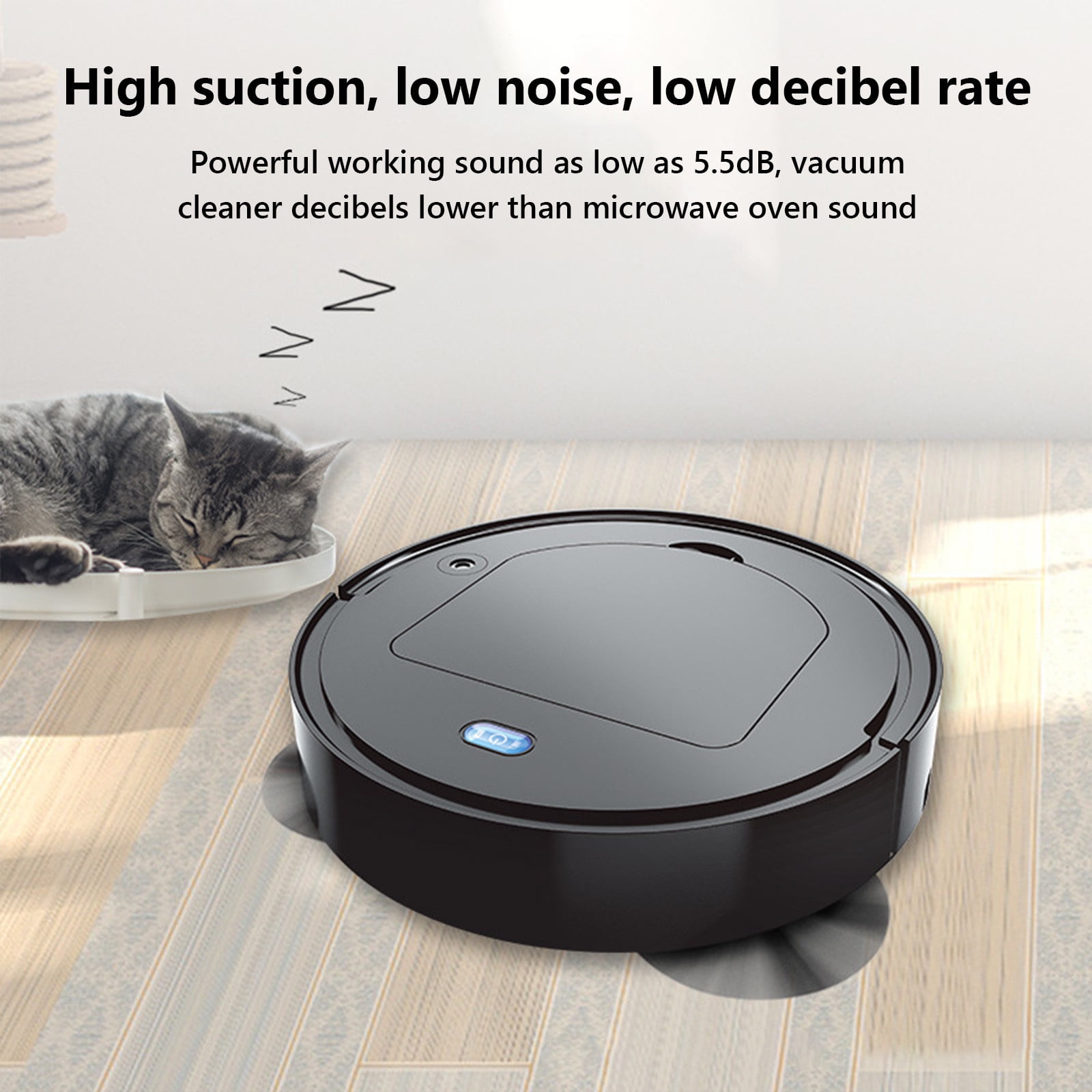 Nkmbld Robot Vacuum with Low Noise Operation Sweeping Robot Household Wireless Intelligent Cleaning Machine Five in One Vacuum Cleaner, Black
