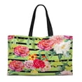 thumbnail image 2 of Soimoi Vert Poly Georgette Tissu Stripe & Grandiflora Roses Imprimé Floral Tissu par Yard 52 Pouces de Large, 2 of 3
