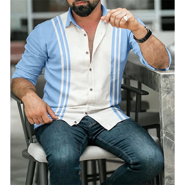 Camisas de moda para hombre, camisas formales con solapa, lujosas, cómodas, de alta calidad, de tela liviana, para bailes de graduación, bodas, camisas con botones