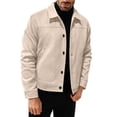 thumbnail image 5 of Hulanddfd Men's Faux Suede Jacket Turn Down Collar Button Down Casual Trucker Coat Fall Winter Outerwear, 5 of 5