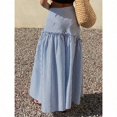 thumbnail image 6 of Blue Striped High-Waist Tiered Maxi Skirt With Ruffle Waist, 6 of 7