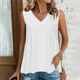 thumbnail image 2 of Timegard Eyelet Tank Tops for Women V-Neck Sleeveless Ruched Dressy Casual Loose Tops Summer Vacation, 2 of 7