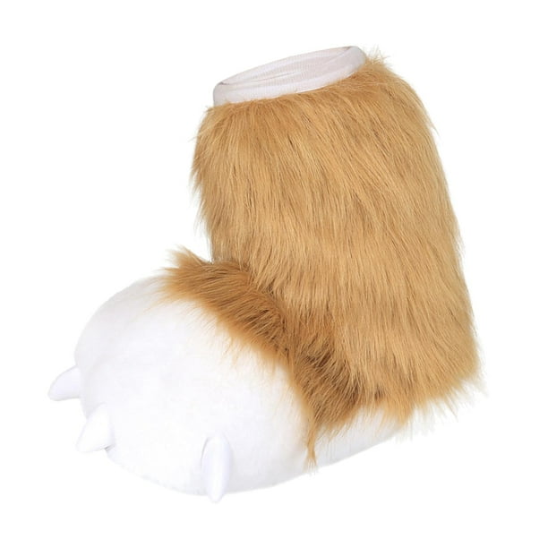 TISHITA Fuzzy Paw Animal Cosplay Soft Cartoon Funny Plush Beast Paw Slippers Fancy Dress Khaki