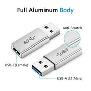 Electop USB 3.1 Type C Female to USB A Male Adapter (2 Pack), Type A to C USB 3.1 Female to USB A Female Adapter