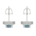 thumbnail image 4 of 14K Solid Gold Screw Back Stud Earrings for Women | 2.44 cttw Emerald Cut Blue Moissanite | White Gold, 4 of 5