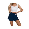 thumbnail image 3 of Pantalones cortos de algodón for mujer, cintura alta, dobladillo con volantes, cordón elástico, pantalones ligeros de verano for vacaciones en la playa, 3 of 5