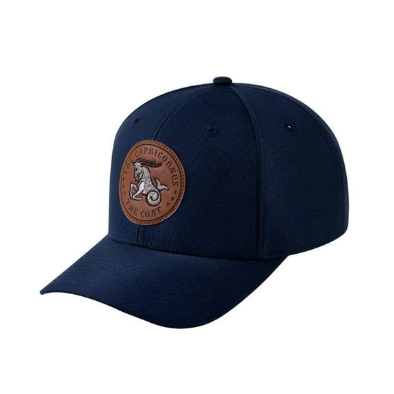 Unisex V2 Embroidered And Laser-Engraved Capricorn Zodiac (December 22, January 19), 6-Panel Baseball Cap, Navy/Navy, Adjustable Fit