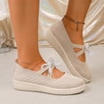 thumbnail image 5 of Daily Walking Shoes, Women's Bow Accent Knit Platform Sole Round Toe Casual Shoes Comfortable Shoes and Easy Styling Knit Upper Flexible Sole Business Footwear Walking Shoes Comfort, Beige US-6/EU-37, 5 of 7