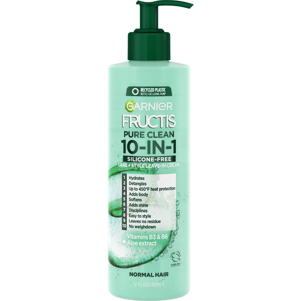 Garnier Fructis Pure Clean 10-in-1 Care and Styling Leave In Cream, 12 fl oz - Walmart.com