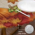 thumbnail image 3 of Orange Maple Round Tablecloth, Fitted Table Cover with Elastic for 55"-60" Round Tables, Thanksgiving Pumpkin Autumn Fruit Vintage Table Cloth Outdoor Indoor Dinning Party Waterproof Tablecloths, 3 of 7