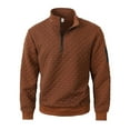 thumbnail image 4 of LNWUY Men's Quilted Sweatshirts Casual Long Sleeve Outdoor Stand Collar Pullover Checkered Zipper Sweatshirt Jacket Brown XXL, 4 of 9