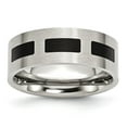 thumbnail image 1 of Stainless Steel Black Rubber Flat 8mm Brushed Band Size: 6; for Adults and Teens; for Women and Men, 1 of 7
