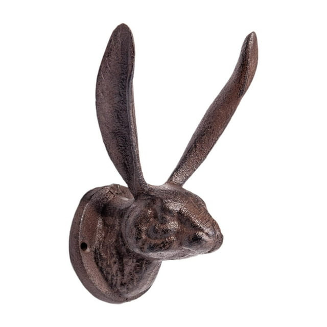 Toallas de gancho montadas en la pared de conejo de hierro fundido 7.8x4.7x3 pulgadas de bolsas multifuncionales colgador de sombrero para entradas de Marrón