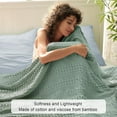 thumbnail image 2 of PHF Cooling Waffle Blanket Twin Size, Lightweight 60% Rayon Derived from Bamboo for Hot Sleepers, Soft and Breathable for Bed Couch and Sofa, 66"x90", Sage Green, 2 of 6