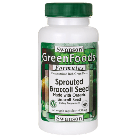 Swanson Made with Organic Sprouted Broccoli Seed 400 mg 60 Veg (Best Seeds To Sprout For Health)