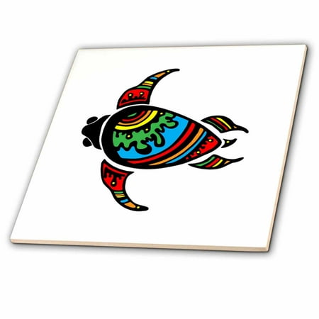 - 3dRose Image of Polynesian Tribal Turtle Symbol - Ceramic Tile, 8-inch