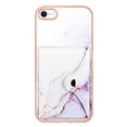 thumbnail image 6 of For iPhone 7 / 8 / SE 2022 & 2020 Marble Patterned Case with Card Holder, Back Folio Kickstand PU Leather + Soft Crystal Bumper Edge, Magnetic Clasp Back Cover,Lightpurple, 6 of 6