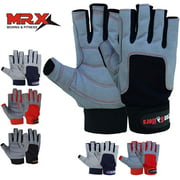 MRX BOXING & FITNESS Sailing Gloves with 3/4 Finger and Grip for Men and Women, Great for Kayaking, Workouts and More Grey/Black