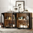 thumbnail image 7 of 4-Door Large Storage Sideboard Buffet Cabinet with Glass Doors,Arched Cabinet with Adjustable Shelves for Kitchen,Dining Room and Living Room, 7 of 7