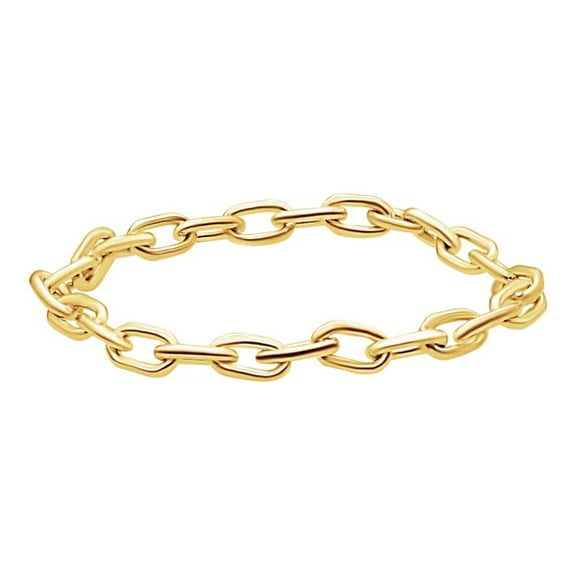 2.2mm ELONGATED CABLE CHAIN RING IN 14K YELLOW GOLD Size - 6