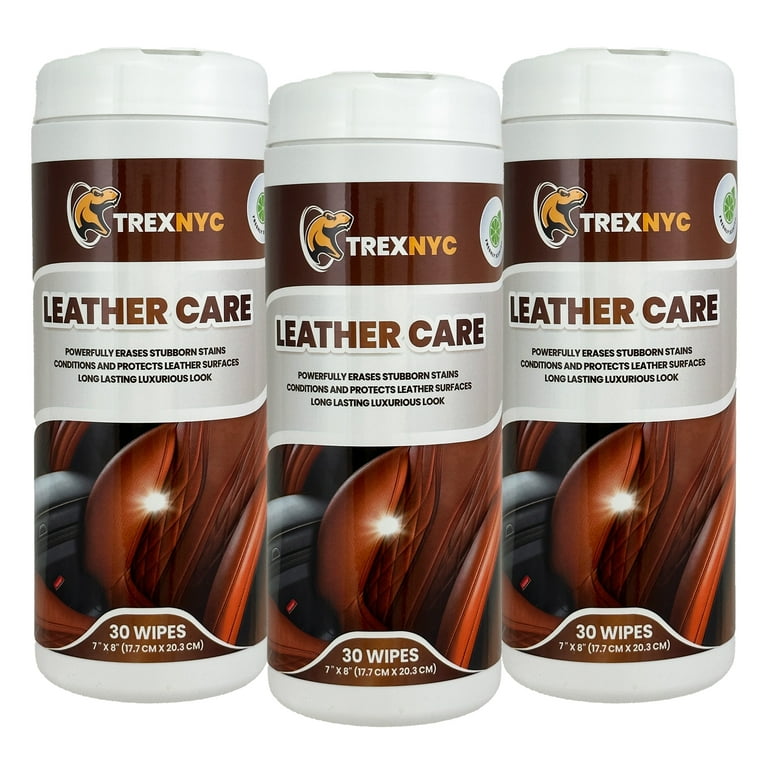 TrexNYC Leather Care Wipes for Car Seats, Leather Cleaning Wipes