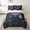 thumbnail image 2 of Manfei Black Game Console Bedding Comforter Set 7pcs for Teen, Futuristic Lightning Queen Bedding Sets, Gamepad Player Reversible Queen Sheet Sets, Breathable Home Decor, 2 of 7