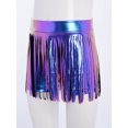 thumbnail image 5 of Hansber Kids Girls Metallic Shorts Hip Hop Jazz Dance Performance Cheerleading Tassels Skirts Dancewear Blue 16, 5 of 7