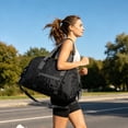thumbnail image 3 of CSStudio Lightweight Foldable Gym Duffle Bag with Separate Shoe Compartment Water Bottle Pocket Detachable Strap for Travel Sports Weekend Trip, 3 of 7