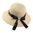 thumbnail image 2 of Womens Straw Hat with Ribbon Bowknot Decor Floppy Beach Cap Sun Hat for Women UPF 50+, 2 of 8