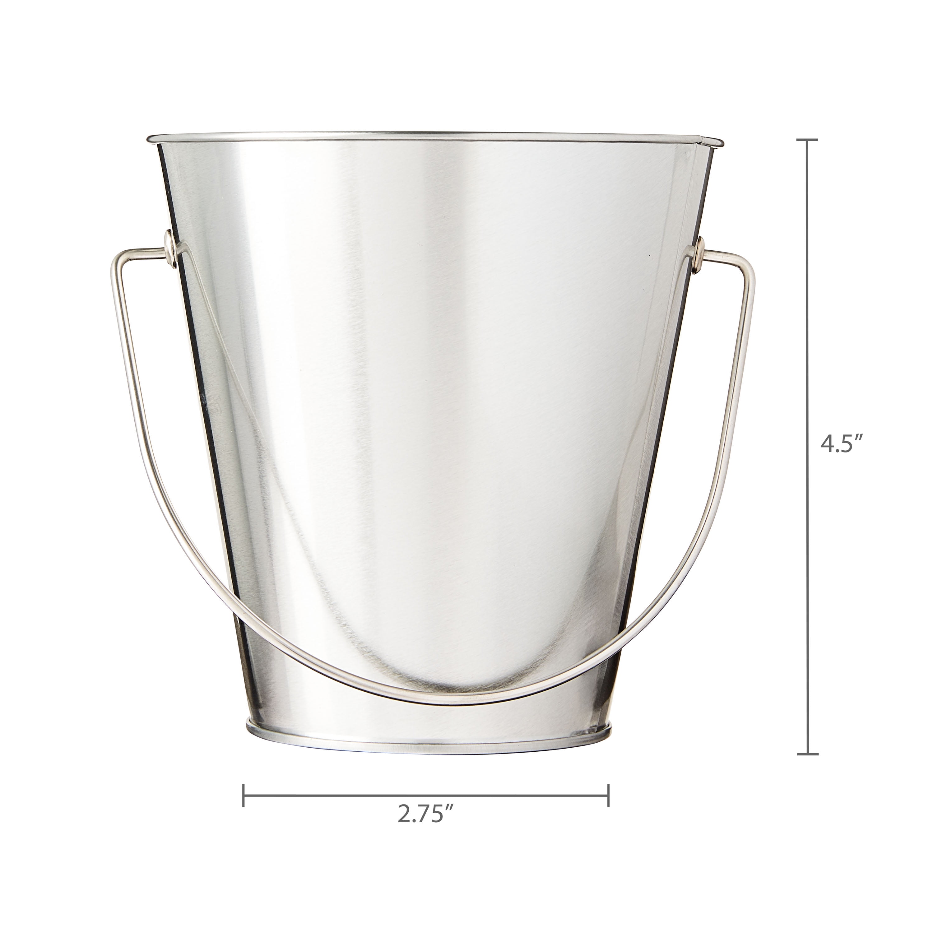 (6 pack) Silver Tin Pail with Handle, 4.6", by Way To Celebrate Party Favors