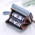 thumbnail image 2 of Bolsa Carteras de cuero PU con cremallera y hebilla de perlas para mujer, monedero para viajes (azul) Ehuebsd Para Estrenar, 2 of 8