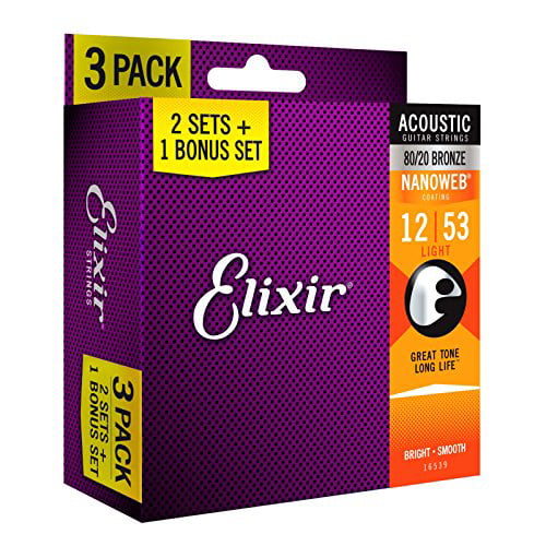 2 Packs Elixir POLYWEB 11050 Light Acoustic Guitar Strings 
