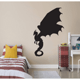 thumbnail image 2 of Removable Dragon Silhouette Decoration Art 20" x 32" Legendary Medieval Creature Design Vinyl Home Living Room Wall Decal - Kids Bedroom Serpentine Reptile Flying Monster Adhesive Wall DÃ©cor Sticker, 2 of 4