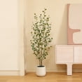 thumbnail image 4 of 6ft Artificial Eucalyptus Plant in Oval White Pot - Easy to Assemble and Disassemble, Perfect for Home or Office Decor, 4 of 5