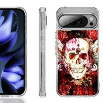 For Google Pixel 10 / 10 Pro Shockproof Phone Case, by OneToughShield - Rose Skull
