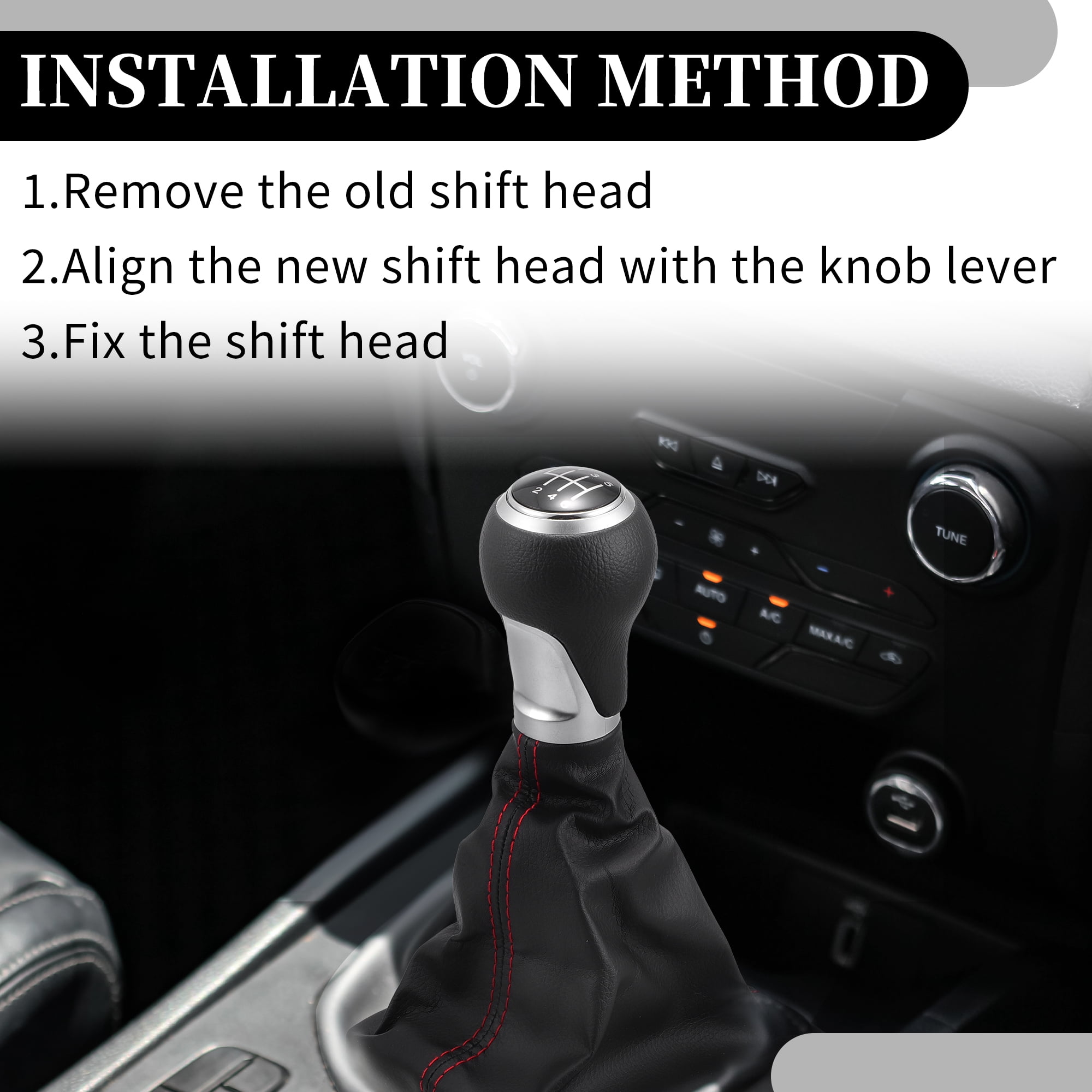 6 Speed Manual Gear Shift Knob with Dust Cover - Stick Shifter Knob - for Audi A6 2004-2008 Plastic