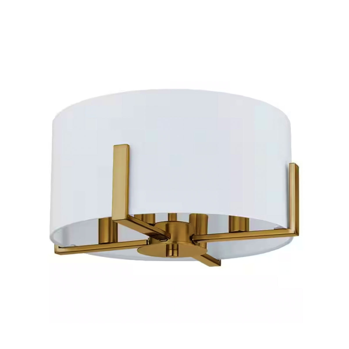 Ceybo — 4 Light Aged Brass Semi Flush Mount with White Drum Shade